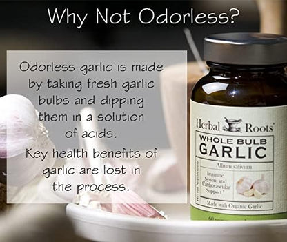 Organic Whole Bulb Garlic Pills - Potent Extra Strength | 600 Mg - 60 Organic Vegan Capsules