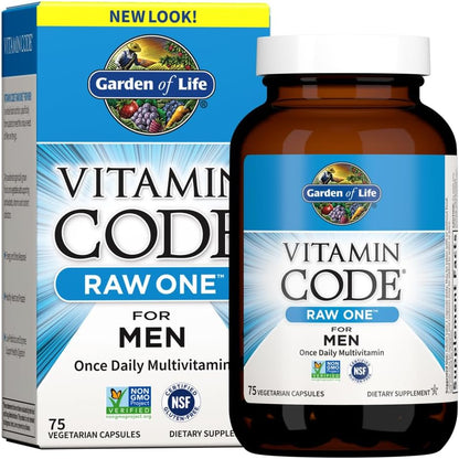 Vitamin Code Raw One for Men, Once Daily Multivitamin for Men, One a Day Mens Vitamins plus Fruit, Veggies & Probiotics for Mens Health, Vegetarian Mens Multivitamins, 30 Capsules