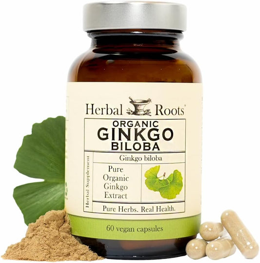Organic Ginkgo Biloba Made with Pure Organic Ginkgo Leaf and Extract - 60 Vegan Capsules