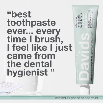 Fluoride Free Toothpaste, Teeth Whitening, Antiplaque, SLS (Sulfate) Free, Promotes Enamel Health, Mouth & Gum Detox, EWG Verified, Peppermint, 5.25Oz