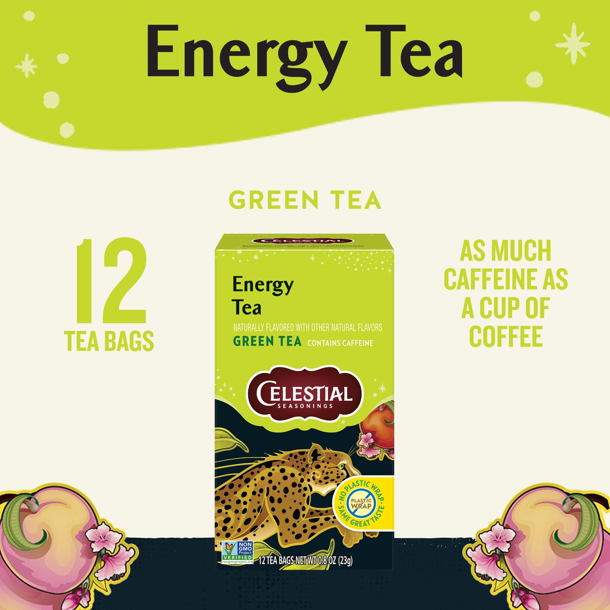 High Caffeine Energy Green Tea Bags (12 Count)