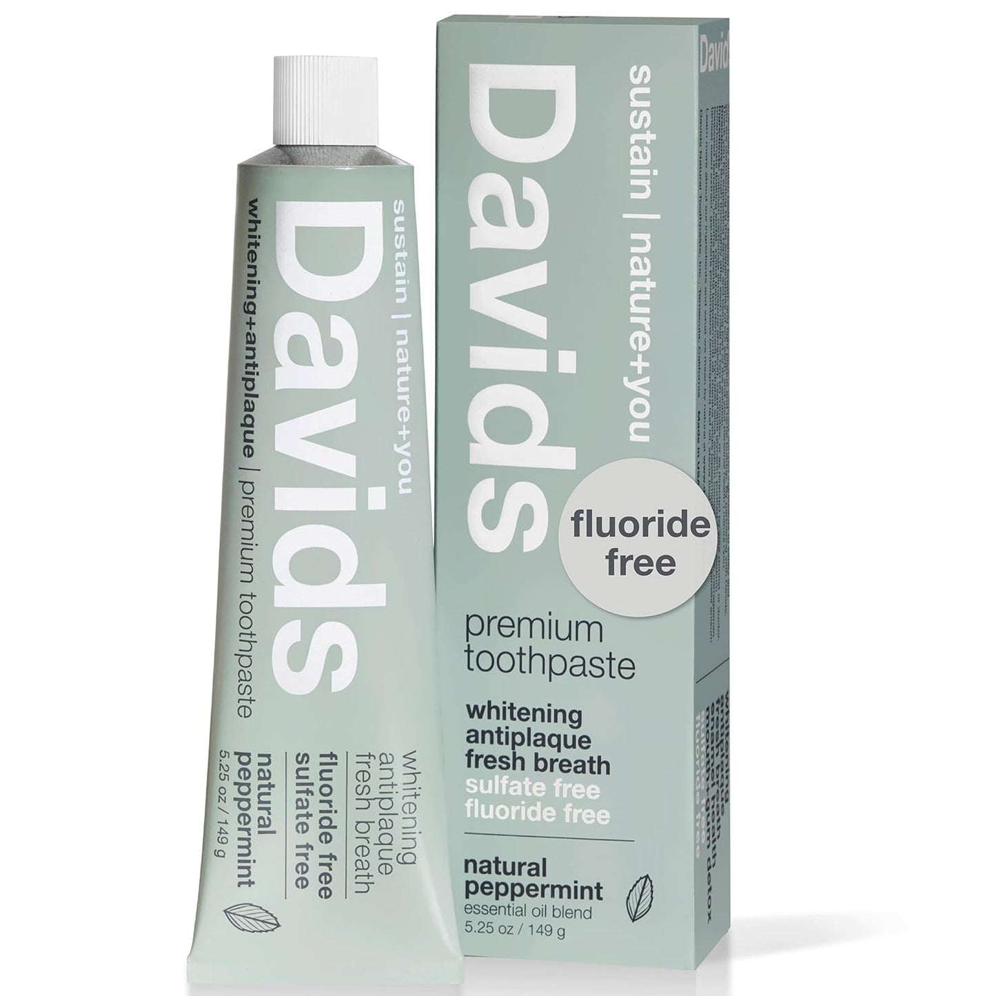 Fluoride Free Toothpaste, Teeth Whitening, Antiplaque, SLS (Sulfate) Free, Promotes Enamel Health, Mouth & Gum Detox, EWG Verified, Peppermint, 5.25Oz