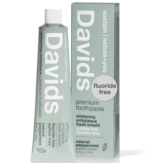 Fluoride Free Toothpaste, Teeth Whitening, Antiplaque, SLS (Sulfate) Free, Promotes Enamel Health, Mouth & Gum Detox, EWG Verified, Peppermint, 5.25Oz