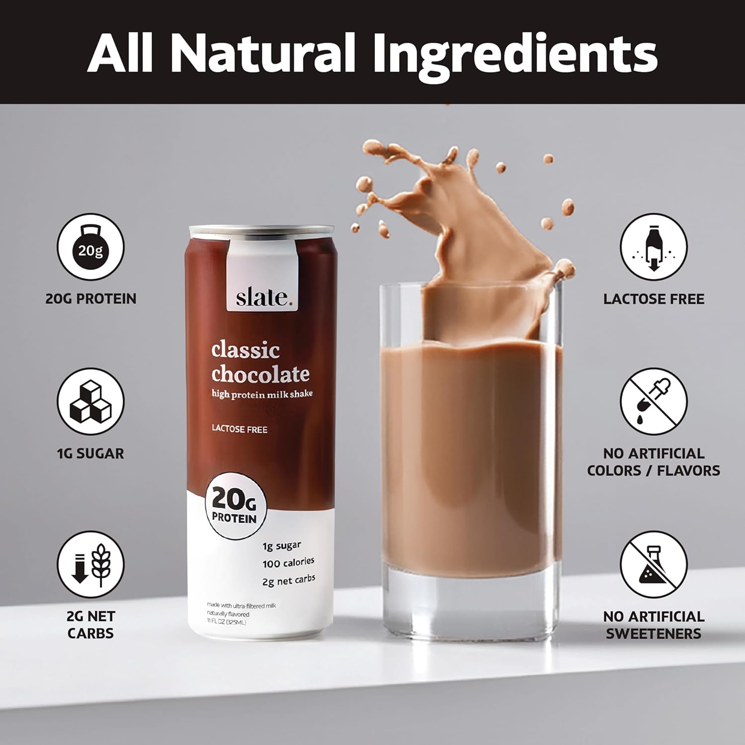 Milk - High Protein Milk Shake - Core Variety Pack - Classic Chocolate, Dark Chocolate, French Vanilla - Lactose Free, 20G Protein, 1G Sugar, 100 Calories, 1-2G Net Carbs - 11 Fl Oz, 12 Cans