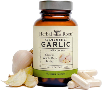 Organic Whole Bulb Garlic Pills - Potent Extra Strength | 600 Mg - 60 Organic Vegan Capsules