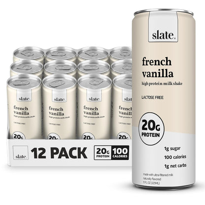 Milk - High Protein Milk Shake - Core Variety Pack - Classic Chocolate, Dark Chocolate, French Vanilla - Lactose Free, 20G Protein, 1G Sugar, 100 Calories, 1-2G Net Carbs - 11 Fl Oz, 12 Cans