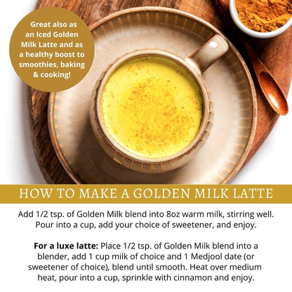 Organic Golden Milk Powder with Turmeric, Ginger, Ceylon Cinnamon | Ayurvedic Spices for Golden Turmeric Latte | Unsweetened, Vegan, Non-Gmo, Keto | 120 Servings, 5 Oz.