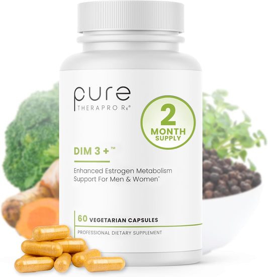 DIM 3+ | 60 Vegan Caps - 2 Month Supply | DIM, Curcumin & Bioperine, Supports Healthy Estrogen Metabolism in Men & Women, Antioxidant & Detoxification Support, Pharmaceutical Grade
