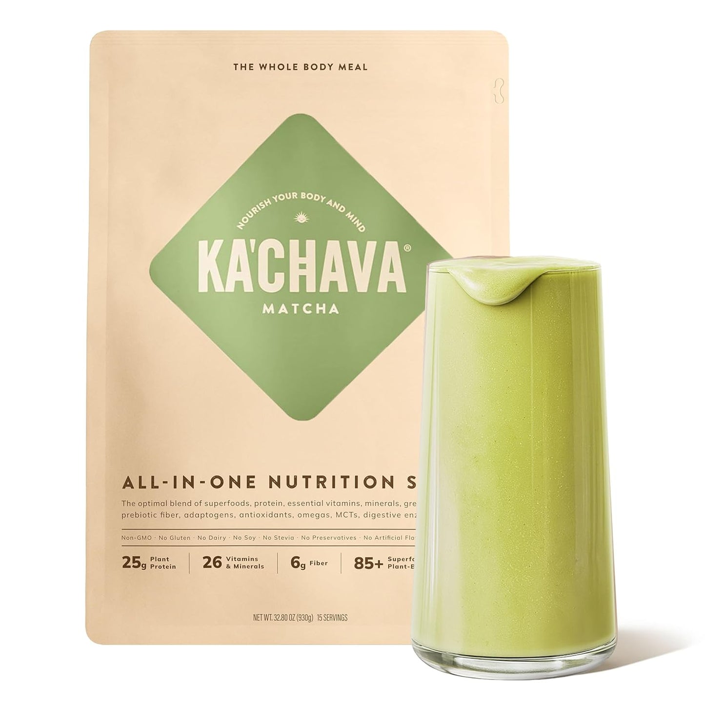 Ka’Chava Whole Body Meal Shake Vanilla 2 Lb – Vegan Protein Powder with 85+ Superfoods & Greens – Plant-Based Meal Replacement with Probiotics & Digestive Enzymes – Gluten & Dairy Free (15 Servings)