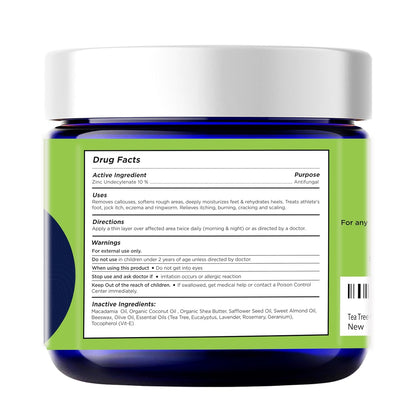 Tea Tree Oil Balm – Moisturizer for Dry Cracked Feet – Instantly Hydrates & Soothes Irritated Skin & Athlete'S Foot – Best Care for Women and Men – Made in USA