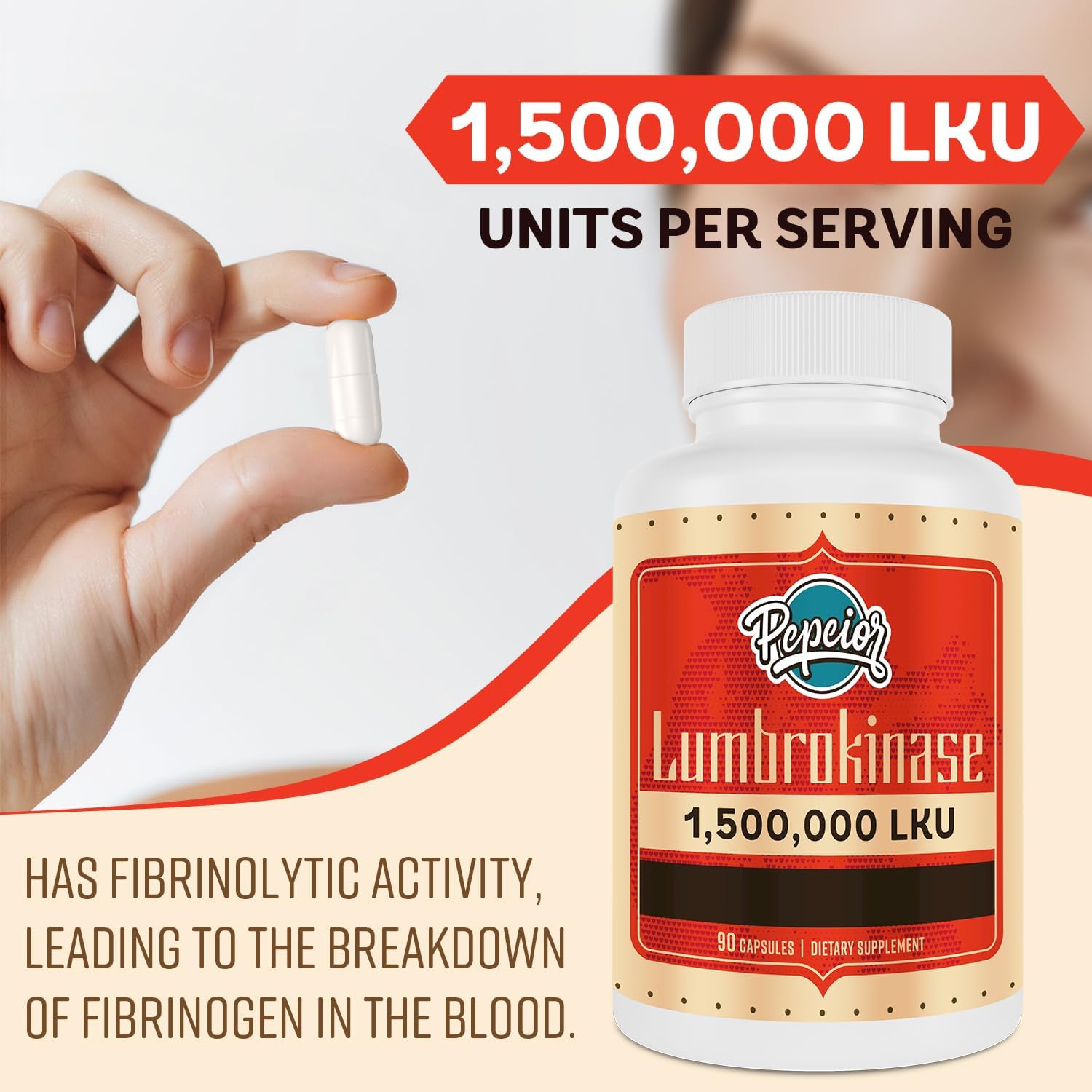 Lumbrokinase 200Mg (Max Activity 1,500,000 LKU) - Lumbrokinase Enzymes Supplement, More Effective than Nattokinase - 90 Capsules