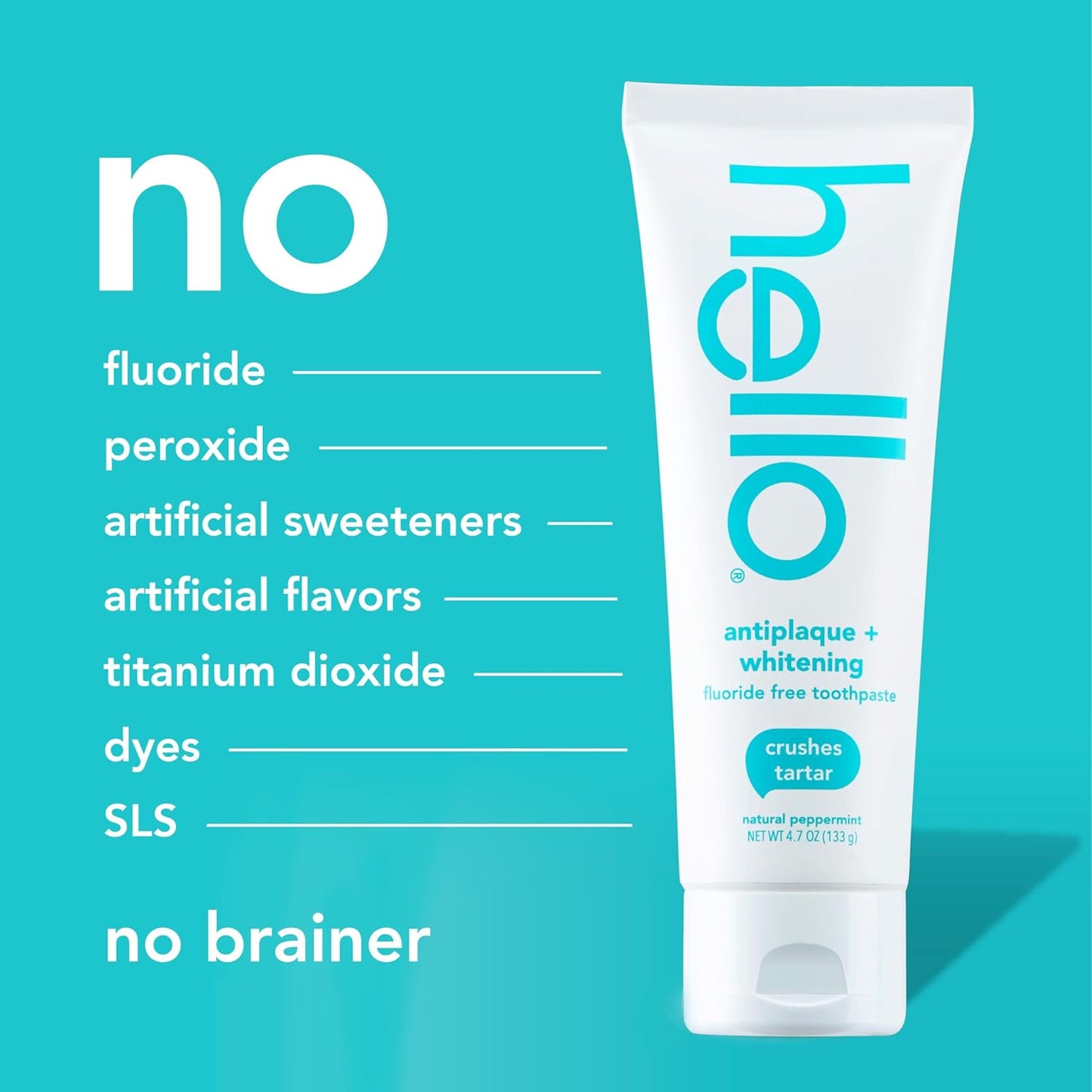 Antiplaque Toothpaste, Fluoride Free for Teeth Whitening with Natural Peppermint Flavor and Tea Tree Oil, Peroxide Free, Gluten Free, SLS Free, 3 Pack, 4.7 OZ Tubes