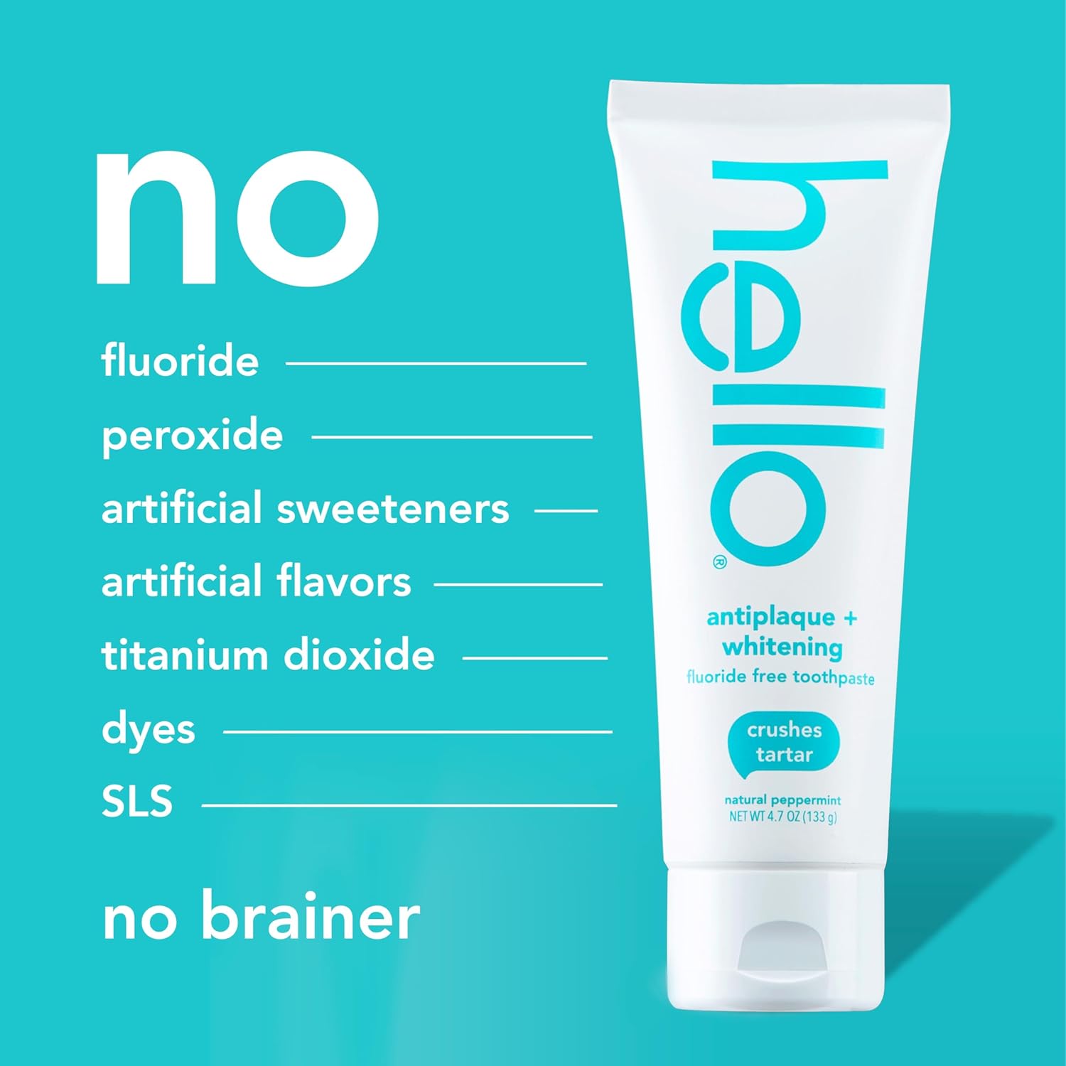 Antiplaque Toothpaste, Fluoride Free for Teeth Whitening with Natural Peppermint Flavor and Tea Tree Oil, Peroxide Free, Gluten Free, SLS Free, 3 Pack, 4.7 OZ Tubes