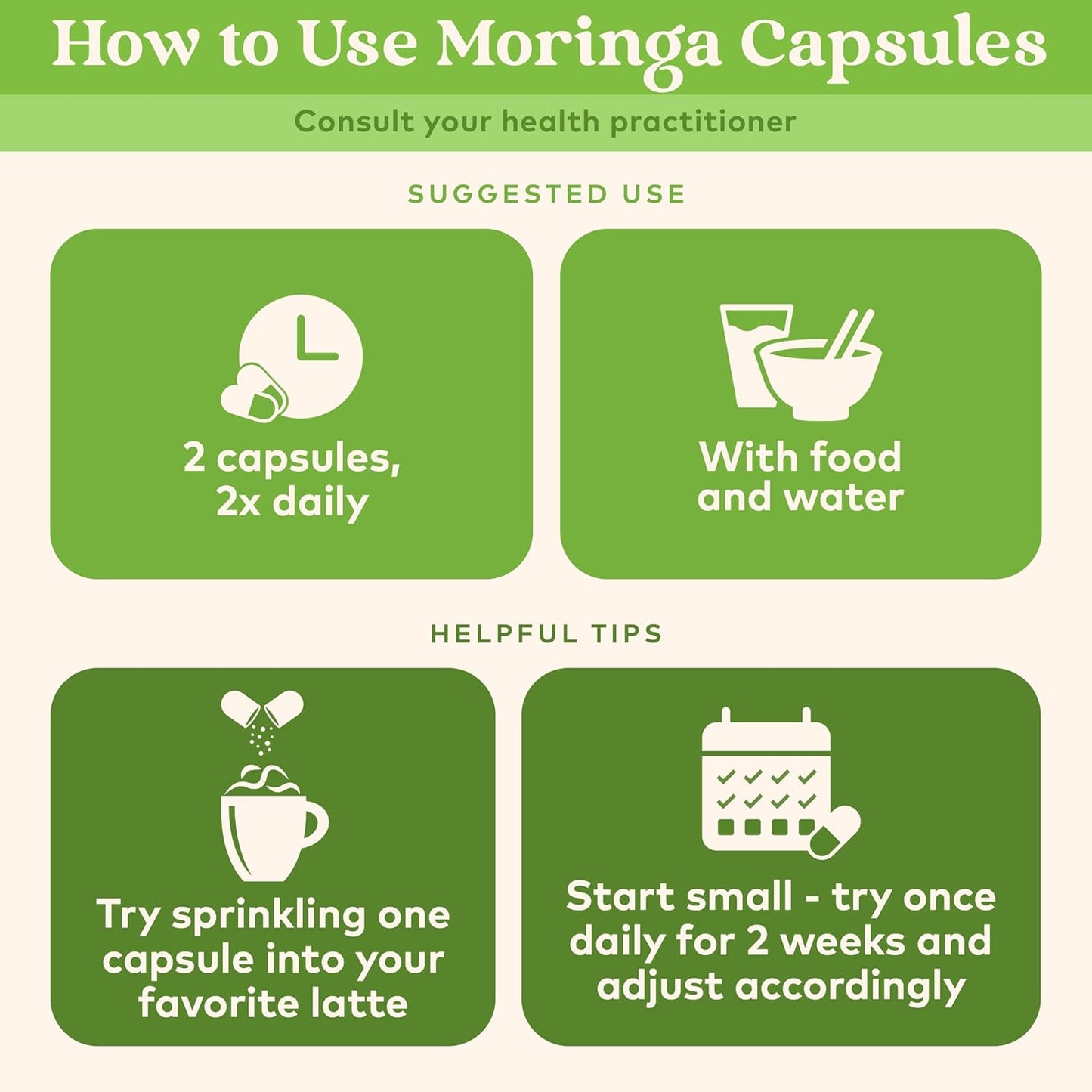 Moringa Capsules Organic - Moringa Supplement - Green Superfood, Moringa Leaf Capsules, Pure Supergreen, Vegan Greens, Nature'S Multivitamin, Vegan, Gluten-Free - 90 Capsules