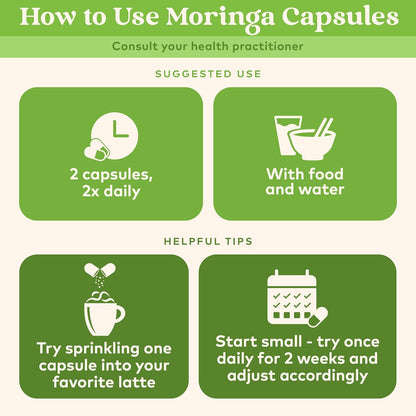 Moringa Capsules Organic - Moringa Supplement - Green Superfood, Moringa Leaf Capsules, Pure Supergreen, Vegan Greens, Nature'S Multivitamin, Vegan, Gluten-Free - 90 Capsules