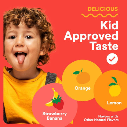 Kids Multivitamin Gummies - Improved Formula: Omega 3 (DHA/EPA), Vitamins D3, C, B12, B6, Vitamin A, K & Zinc, Gluten Free, Three Fruit Flavors, 60 Count (30 Day Supply)