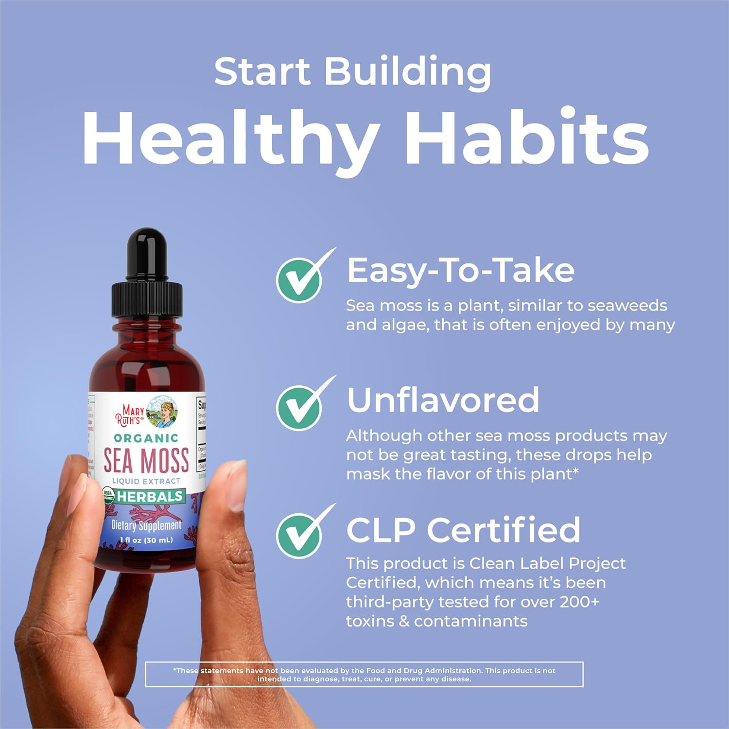 USDA Irish Sea Moss Liquid Drops | Organic Irish Moss | Chondrus Crispus | Formulated for Adults & Kids Ages 14+ | Unflavored | Sugar Free | Vegan | Non-Gmo | 1 Fl Oz