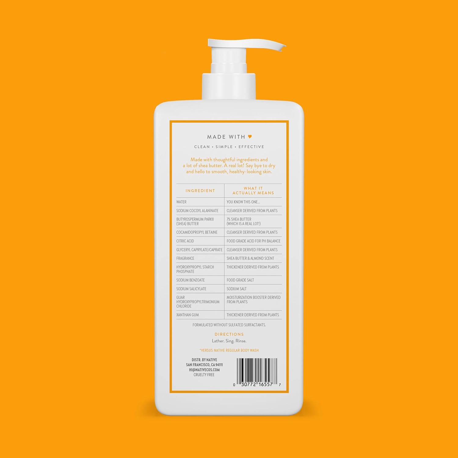 Moisturizing Body Wash Contains Naturally Derived Ingredients | for Women & Men, Sulfate, Paraben, & Dye Free Leaving Skin Soft and Hydrated | Shea Butter & Almond 18 Oz