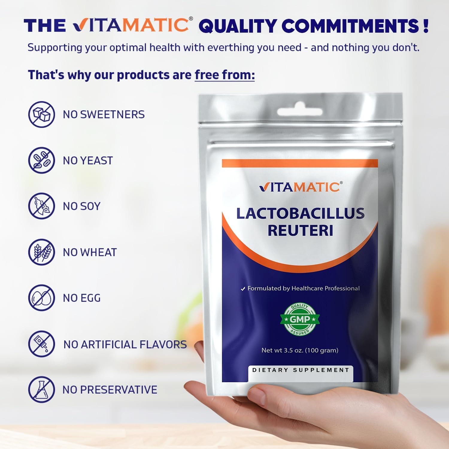 Lactobacillus Reuteri Probiotic Powder - Digestive Health Support - 100 Gram (3.5 OZ) - 100 Servings