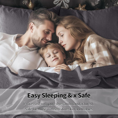 100% Linen Sheet Set 19" Deep Pocket Queen Size,Bed Sheets 4 Piece Sets,Solid Color Natural Flax Bed Sheets Soft Breathable Bedding, All Season (Queen, Dark Grey)