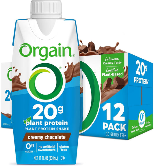 Organic Vegan Protein Shake, Creamy Chocolate - 20G Plant Based Protein, Ready to Drink, Fruits & Vegetables, Gluten Free, Kosher, No Soy or Dairy Ingredients, 11 Fl Oz (Pack of 12)