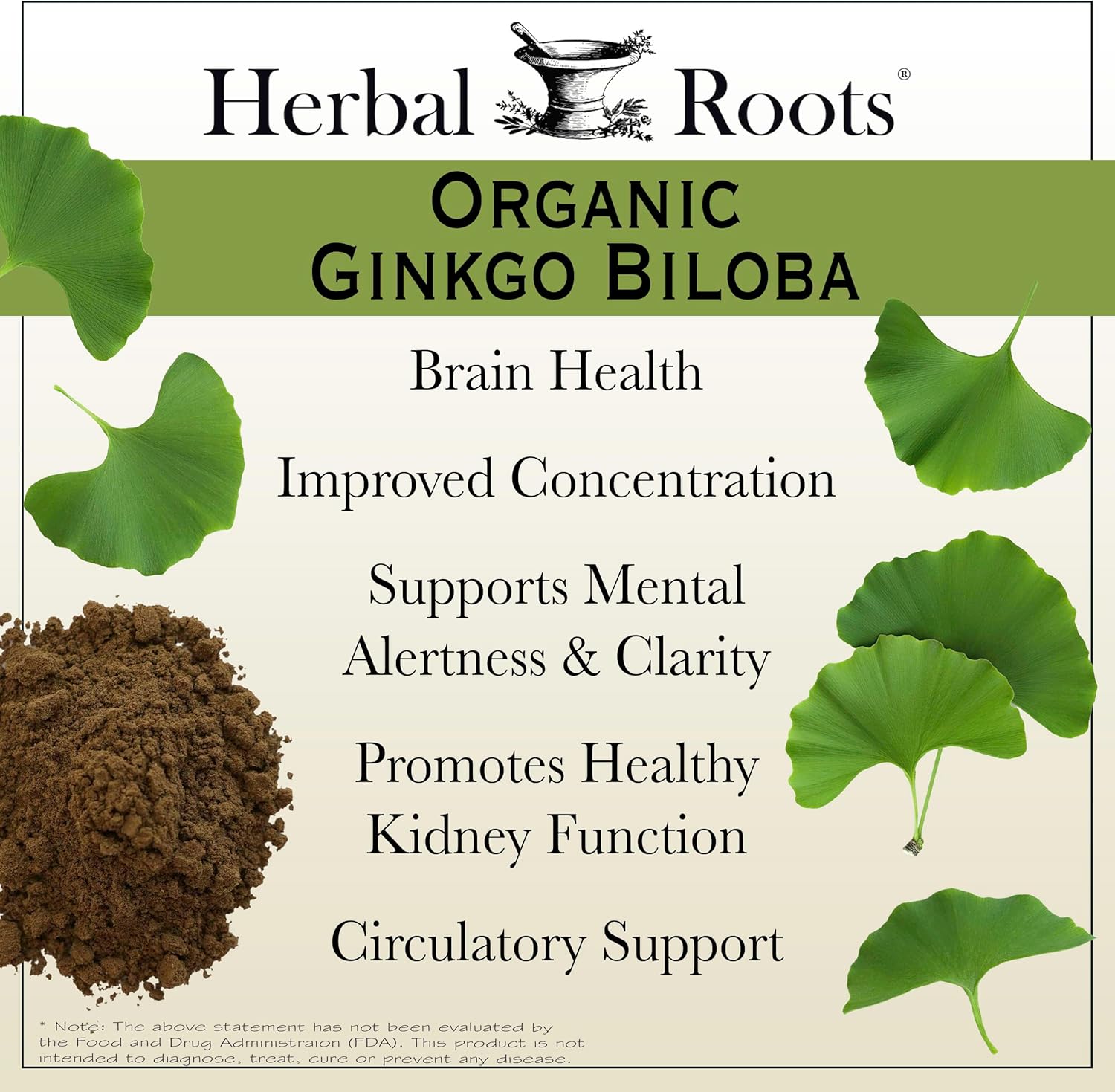 Organic Ginkgo Biloba Made with Pure Organic Ginkgo Leaf and Extract - 60 Vegan Capsules