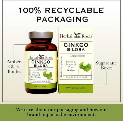 Organic Ginkgo Biloba Made with Pure Organic Ginkgo Leaf and Extract - 60 Vegan Capsules