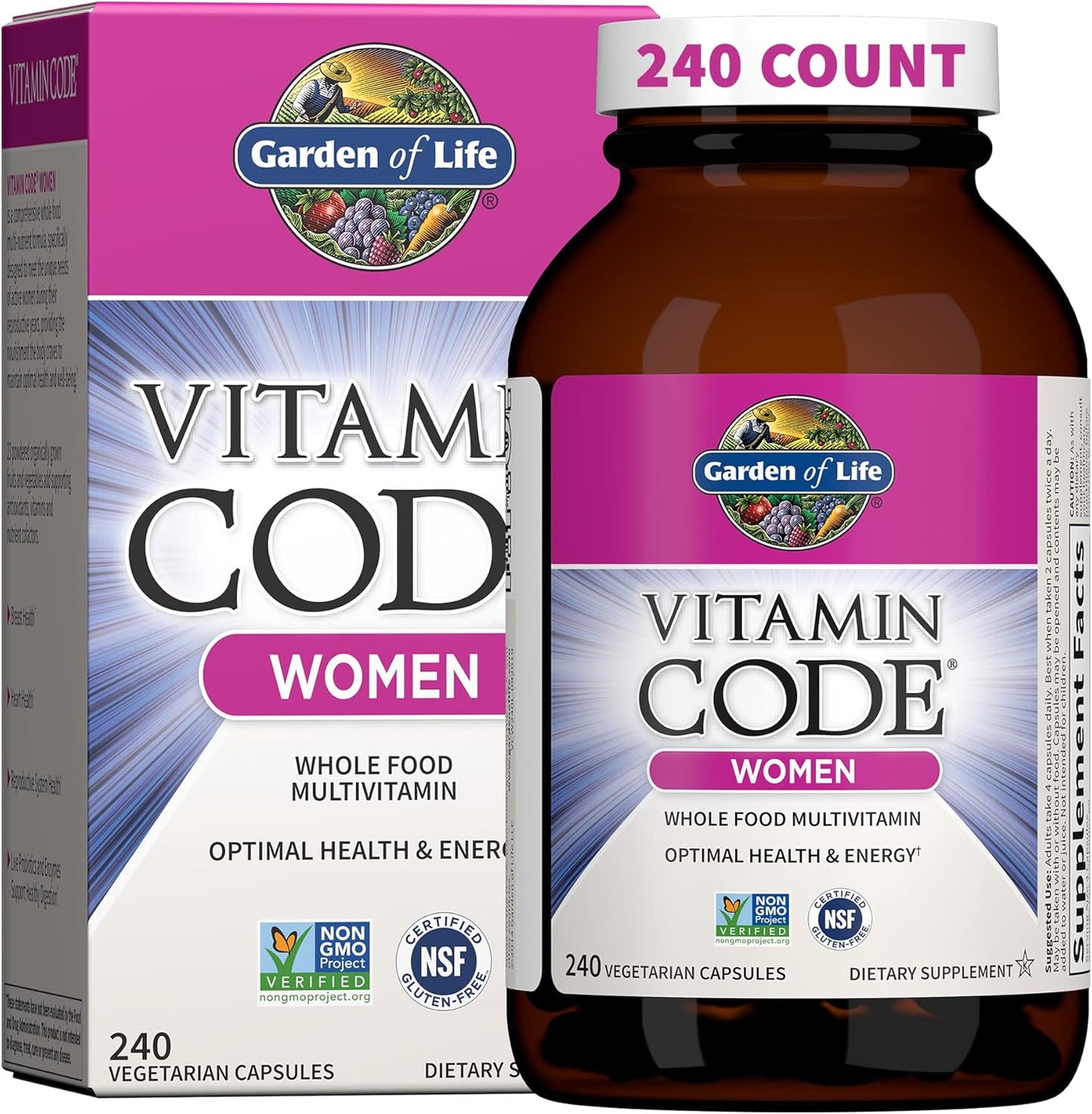 Multivitamin for Women, Vitamin Code Women'S Multi - 120 Capsules, Whole Food Womens Multi, Vitamins, Iron, Folate Not Folic Acid & Probiotics for Womens Energy, Vegetarian Supplements