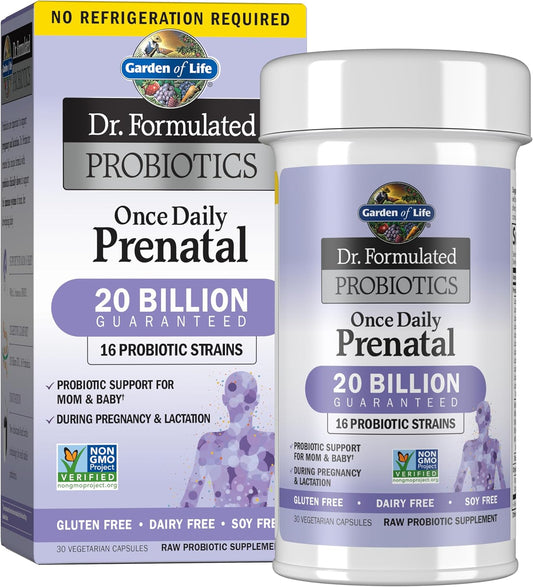 - Dr. Formulated Probiotics Once Daily Prenatal - Acidophilus and Bifidobacteria Probiotic Support for Mom and Baby - Gluten, Dairy, and Soy-Free - 30 Vegetarian Capsules
