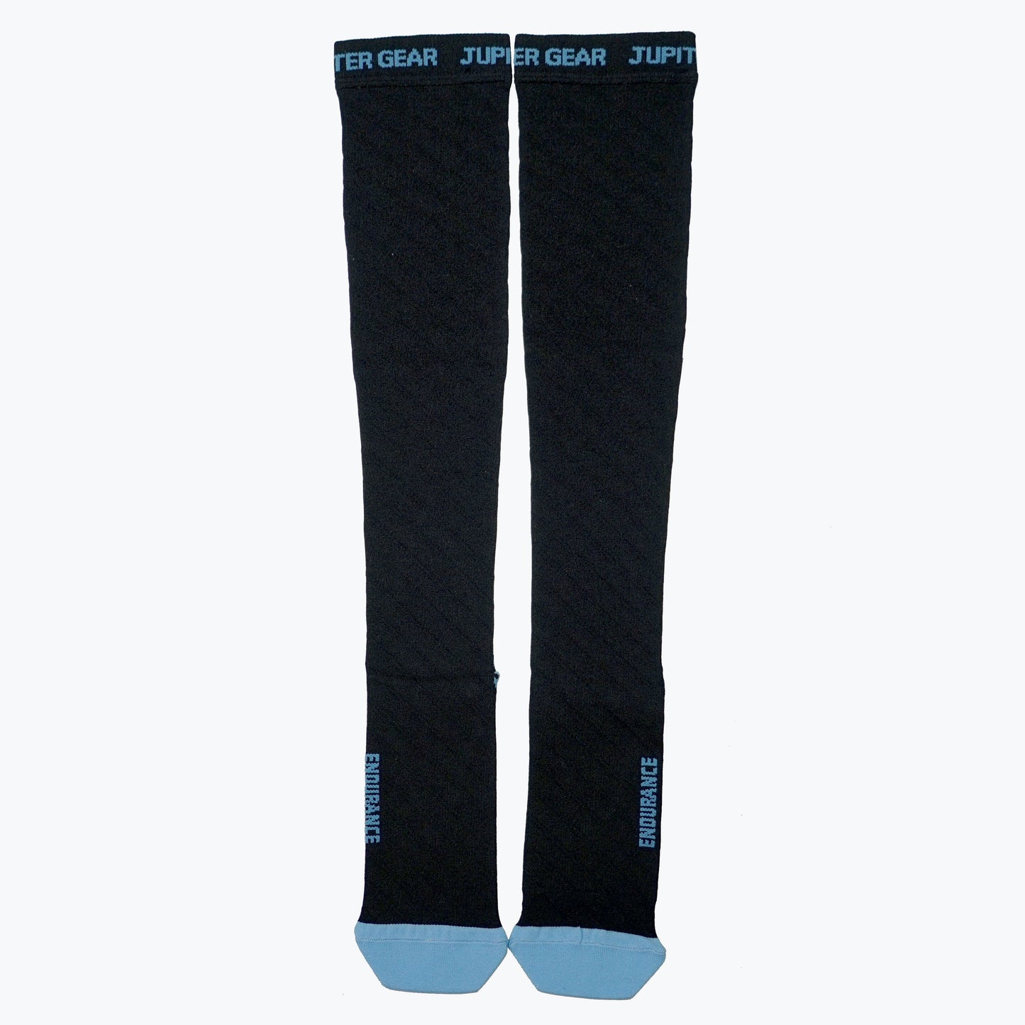 Jupitergear Endurance Compression Socks for Running and Hiking - Black with Blue Accent - Large/Extra Large