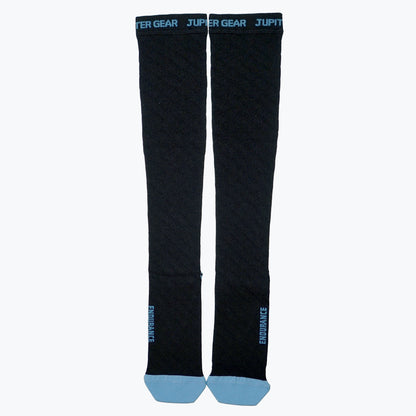 Jupitergear Endurance Compression Socks for Running and Hiking - Black with Blue Accent - Large/Extra Large