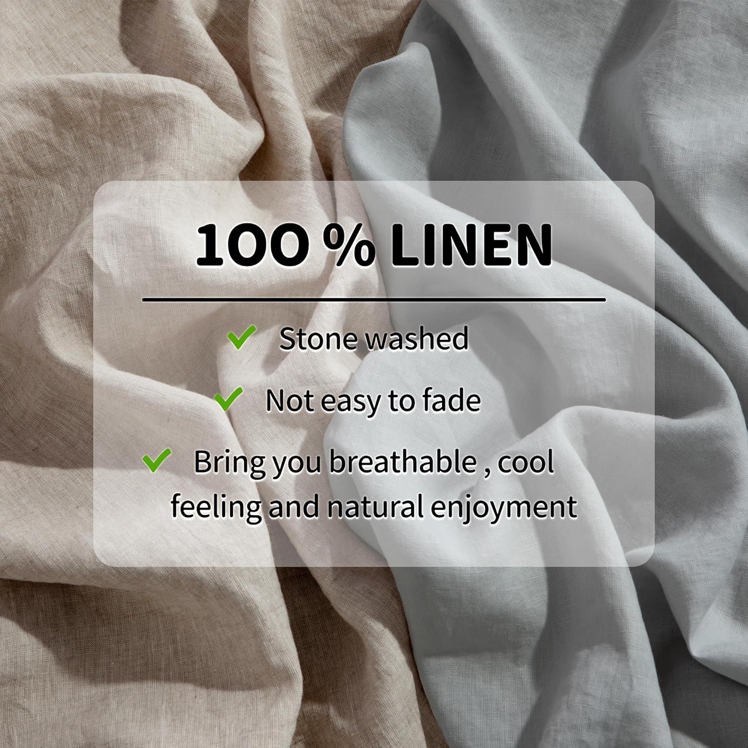 100% Linen Sheet Set Full Size, Bed Sheets 4 Piece Sets, Solid Color Natural Flax Bed Sheets Soft Breathable Bedding,16" Deep Pocket,All Season (Full, Linen)