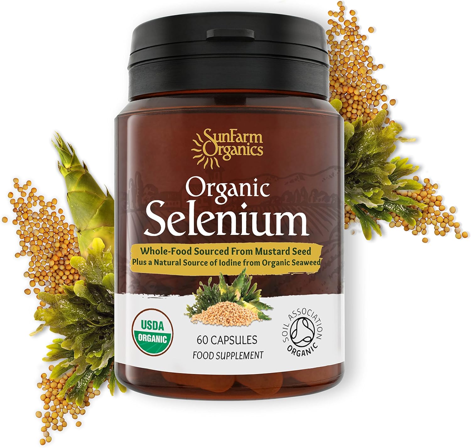 Organic Selenium 200 Mcg with Iodine and Silica All from Certified Organic Whole Foods - Two Month Supply