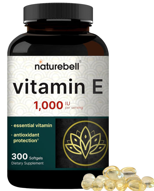 Vitamin E Oil Softgels, 1,000 IU per Serving, 300 Pills | Essential Antioxidant Supplements, Easily Absorbed Form – Supports Skin, Heart, & Immune Health – Non-Gmo
