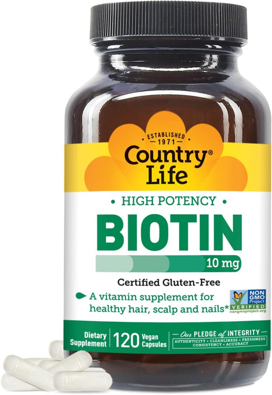 High-Potency Biotin 10Mg - Vegan & Gluten-Free Biotin Supplement for Skin & Nails, Energy Metabolism - Biotin 10000Mcg Capsules
