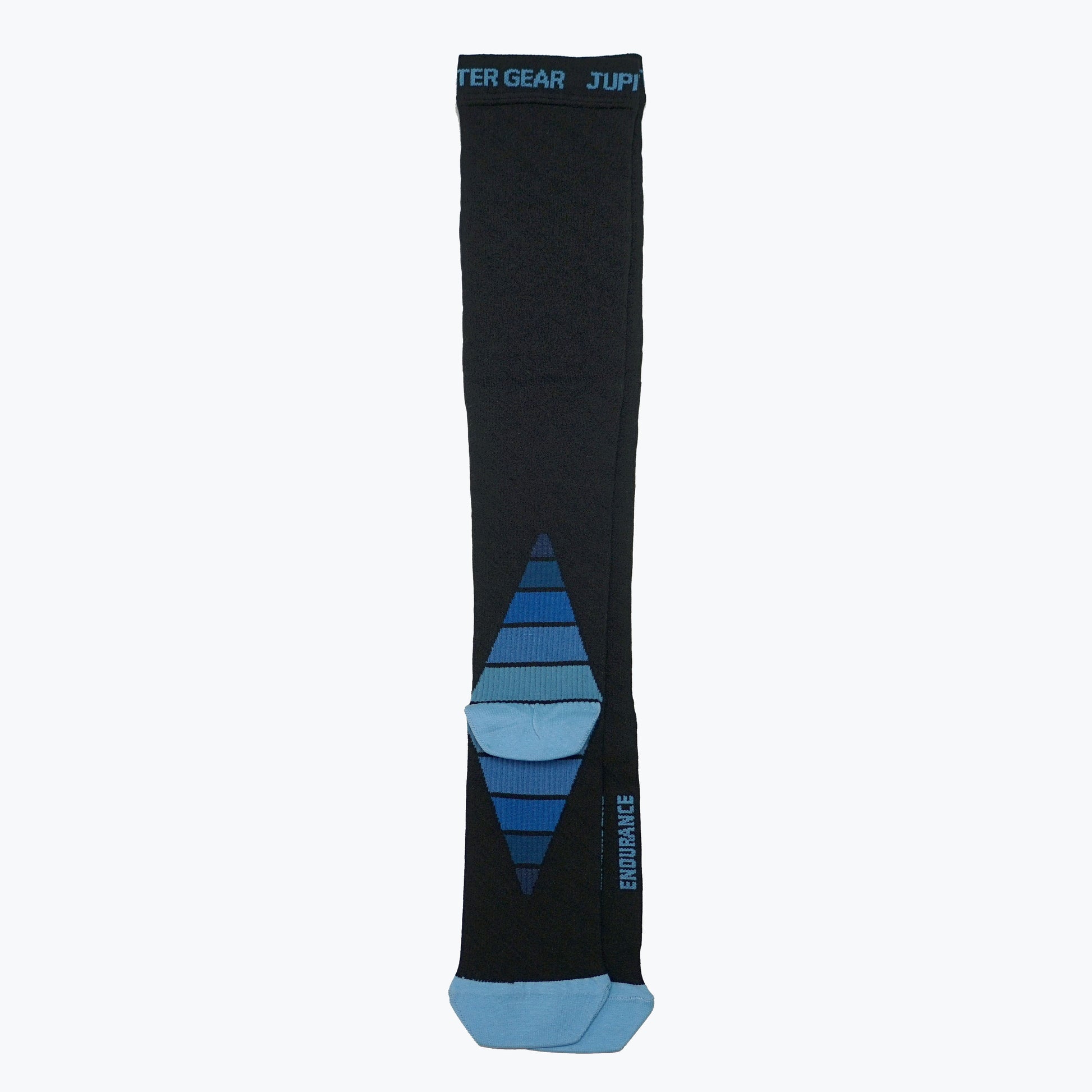 Jupitergear Endurance Compression Socks for Running and Hiking - Black with Blue Accent - Large/Extra Large