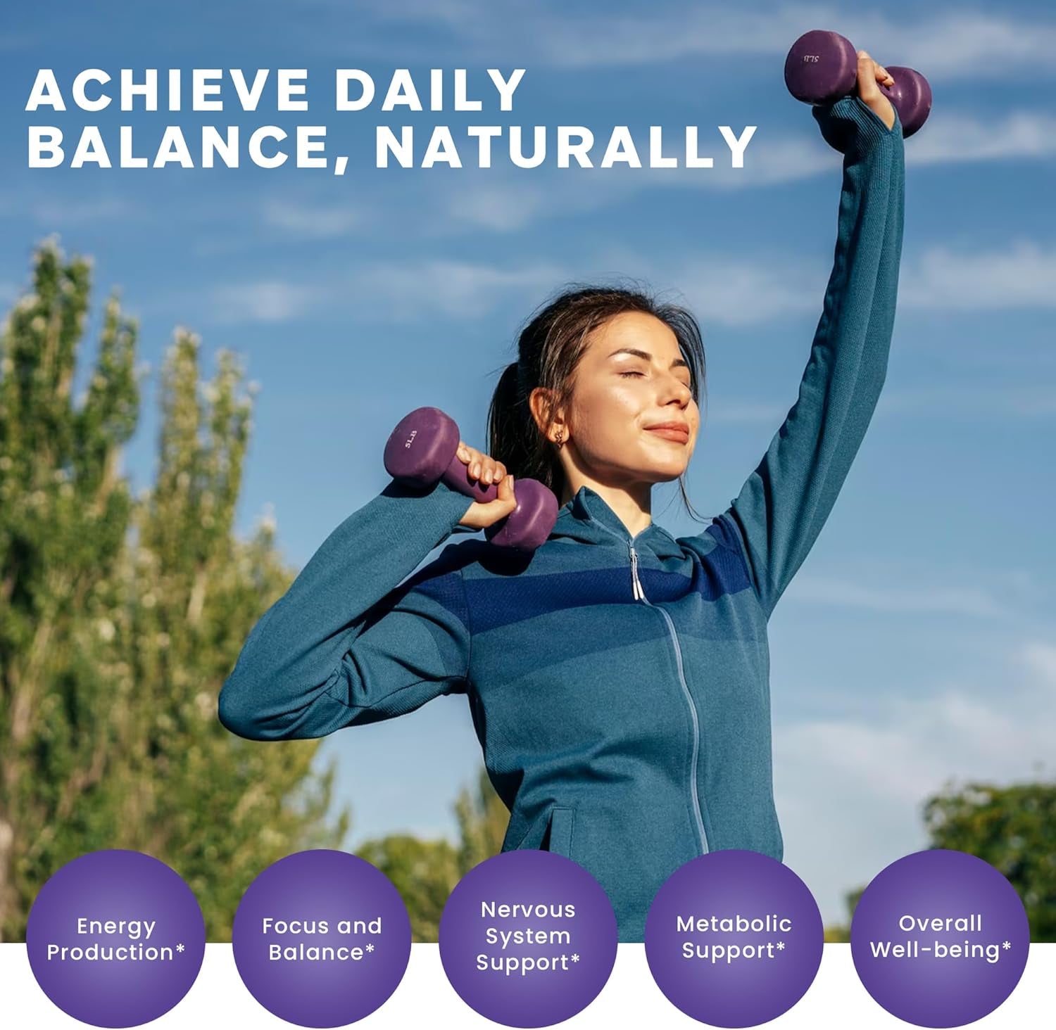 Vitamin B Complex with Choline, PABA & Inositol, Supports Energy Metabolism, Clarity & Nerve Support, Hair Skin Nails Vitamins, Made in USA, 60 Vegan Capsules
