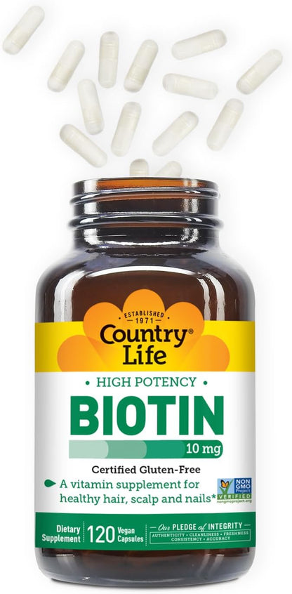 High-Potency Biotin 10Mg - Vegan & Gluten-Free Biotin Supplement for Skin & Nails, Energy Metabolism - Biotin 10000Mcg Capsules