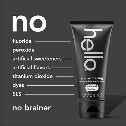 Activated Charcoal Toothpaste, Fluoride Free with Activated Charcoal, Teeth Whitening Toothpaste with Fresh Mint and Coconut Oil, No SLS, Vegan, Gluten Free, 3 Pack, 4 OZ Tubes