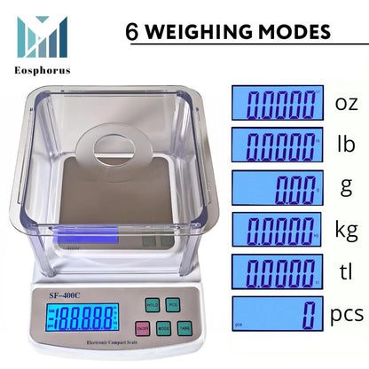 Ounce and Gram Scale 0.01G Accuracy Electronic Balance Digital Scale Digital Balance Lab Balance 600G – Windshield USB Charger AC DC Adapter Included