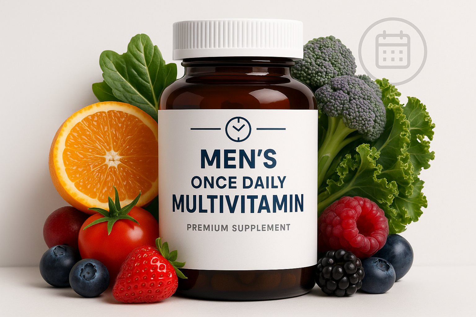 For my herbal shopify store, I really need to boost sales. I need customer trust. I need repeat customers. I need an image for each herb that will draw in customers of all types. The compulsive buyers, the TikTok buyers, the upscale buyers, older generation, younger generation, the cheap buyers, the wealthy buyers, upper class buyers. For the herb, Men's Once Daily Multivitamin, Vitamins Plus Fruit, Vegetarian Multivitamins