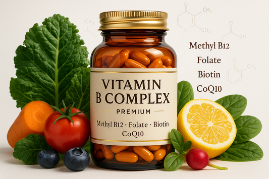 For my herbal shopify store, I really need to boost sales. I need customer trust. I need repeat customers. I need an image for each herb that will draw in customers of all types. The compulsive buyers, the TikTok buyers, the upscale buyers, older generation, younger generation, the cheap buyers, the wealthy buyers, upper class buyers. For the herb, Vitamin B Complex with Methyl B12, Methyl Folate, Vitamin B6, Biotin Plus Choline, CoQ10, and Fruit & Vegetable Blend - Vegan