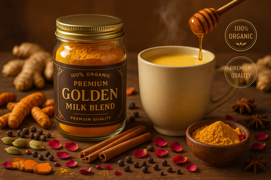 For my herbal shopify store, I really need to boost sales. I need customer trust. I need repeat customers. I need an image for each herb that will draw in customers of all types. The compulsive buyers, the TikTok buyers, the upscale buyers, older generation, younger generation, the cheap buyers, the wealthy buyers, upper class buyers. For the herb, Organic Golden Milk Blend powder