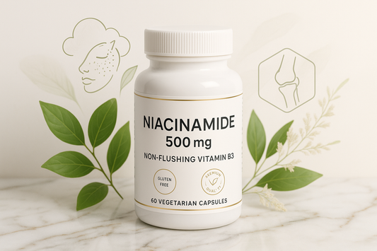 For my herbal shopify store, I really need to boost sales. I need customer trust. I need repeat customers. I need an image for each herb that will draw in customers of all types. The compulsive buyers, the TikTok buyers, the upscale buyers, older generation, younger generation, the cheap buyers, the wealthy buyers, upper class buyers. For the herb, Niacin (Niacinamide), Niacinamide - 500mg Niacin - Non-Flushing Form of Vitamin B3 - Support Joint Health, Skin Health & Restful Sleep* - Gluten-Free