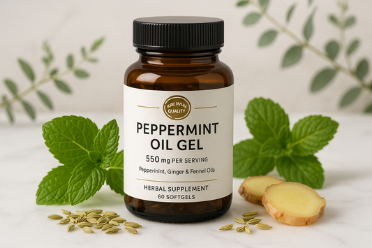 For my herbal shopify store, I really need to boost sales. I need customer trust. I need repeat customers. I need an image for each herb that will draw in customers of all types. The compulsive buyers, the TikTok buyers, the upscale buyers, older generation, younger generation, the cheap buyers, the wealthy buyers, upper class buyers. For the herb, Peppermint Oil Gel with Ginger & Fennel Oils, 550mg per Serving.