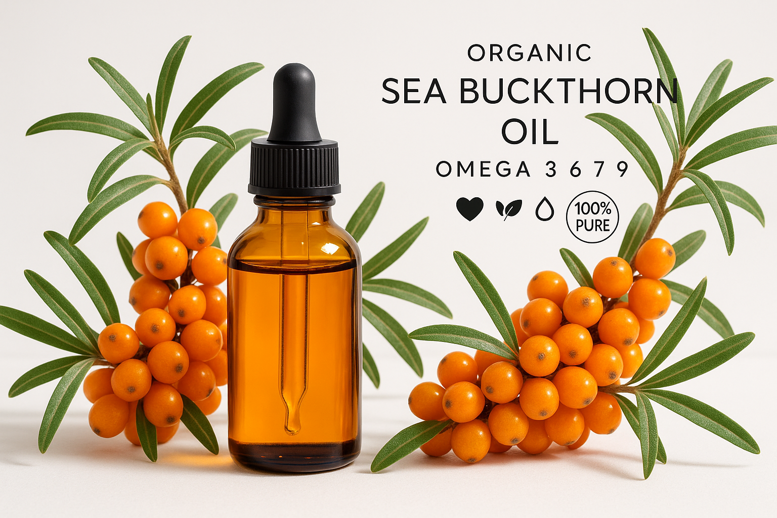 For my herbal shopify store, I really need to boost sales. I need customer trust. I need repeat customers. I need an image for each herb that will draw in customers of all types. The compulsive buyers, the TikTok buyers, the upscale buyers, older generation, younger generation, the cheap buyers, the wealthy buyers, upper class buyers. For the herb, Organic Sea Buckthorn & Omega 3, 6, 7, 9 - Oil