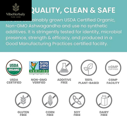 Organic Ashwagandha Powder, Adaptogenic Superfood for Protein Shakes & Smoothies, 7.9 Oz, 3 Month Supply