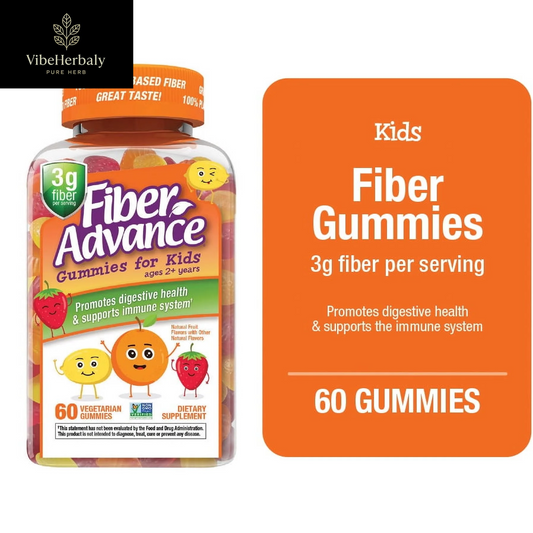 Kids Digestive Health Fiber Supplement Gummies, Natural Fruit, 60 Count