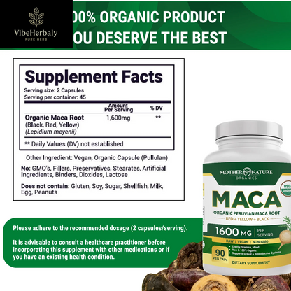 USDA Organic Maca Capsules 90 Count