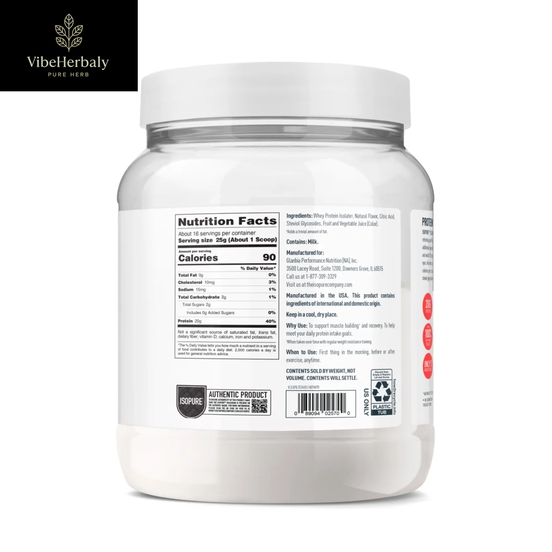 Clear Low Carb 100% Whey Protein Isolate Powder, Watermelon Lime, 20G Protein, about 16 Servings